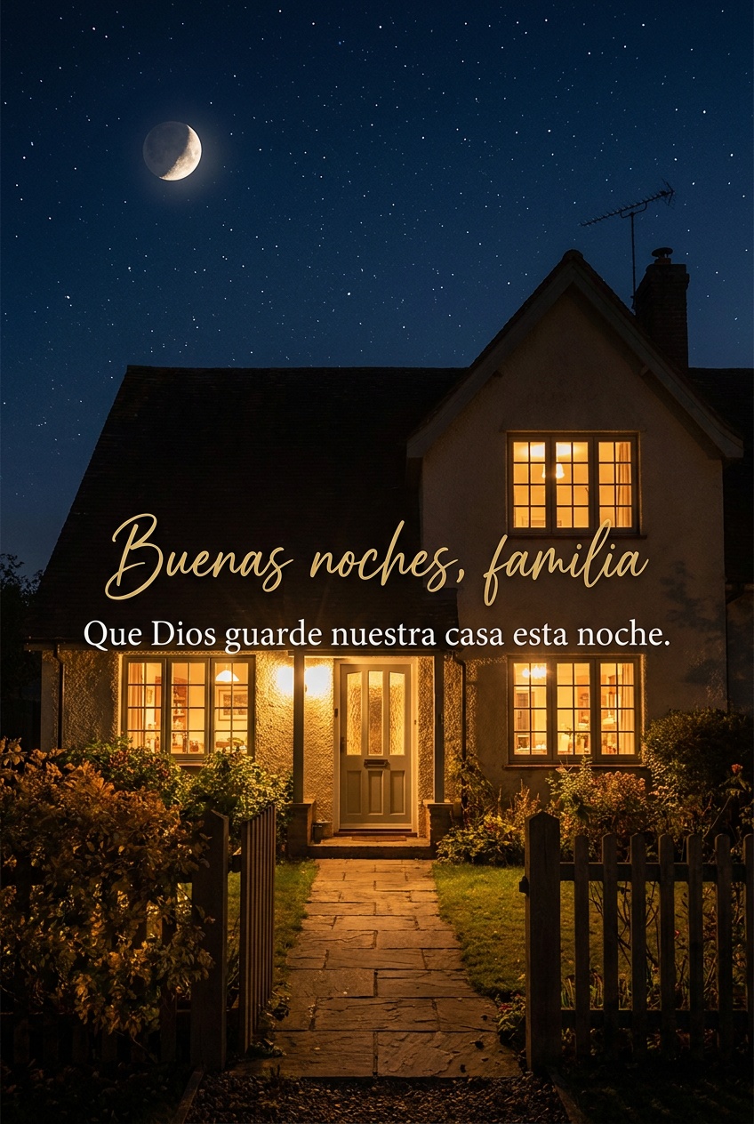 Buenas noches, familia, imagen de buenas noches con bendiciones Imagen de buenas noches con bendiciones: Buenas noches, familia