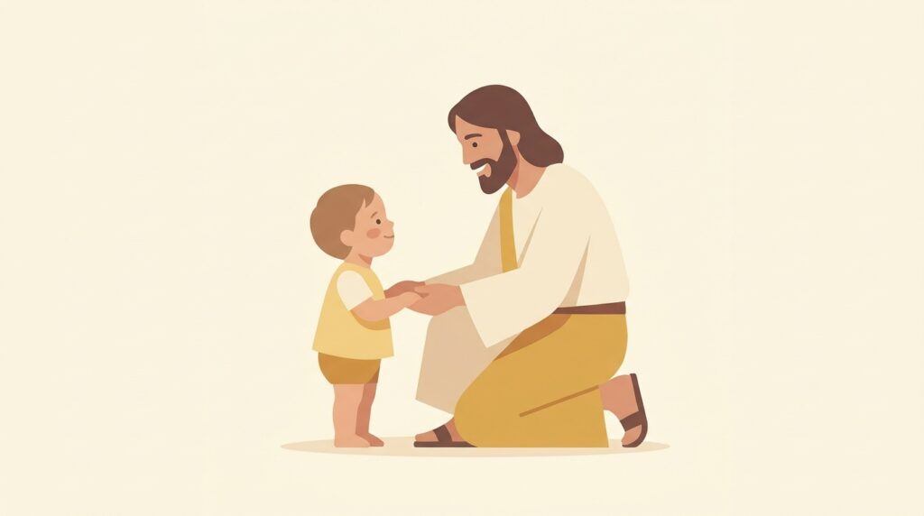 Cómo enseñar a los niños sobre Jesús: ilustración de Jesús con un niño