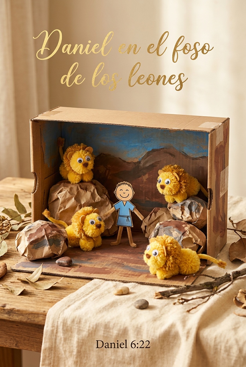 El foso de Daniel, historia bíblica para niños con manualidad Historia bíblica para niños con manualidad: El foso de Daniel