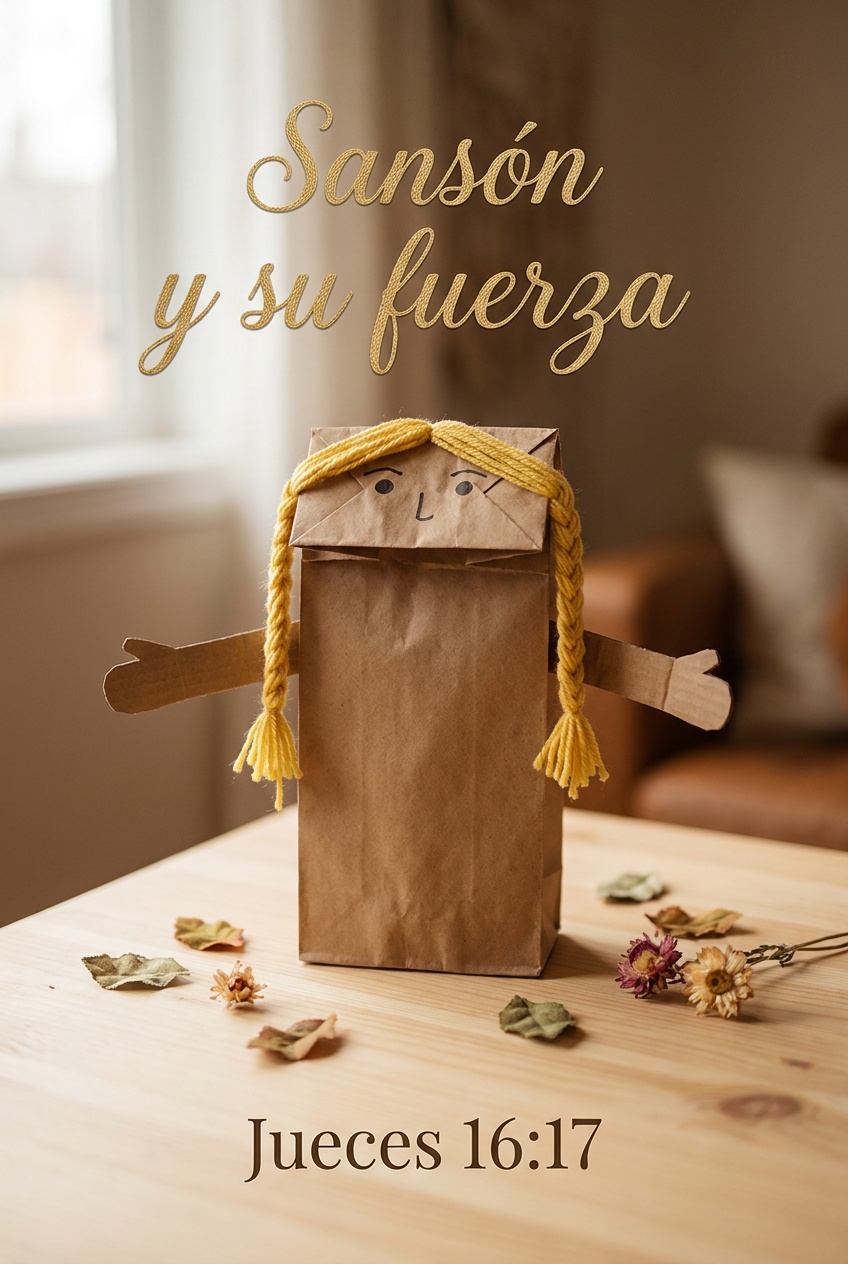 Sansón de bolsa de papel, historia bíblica para niños con manualidad Historia bíblica para niños con manualidad: Sansón de bolsa de papel