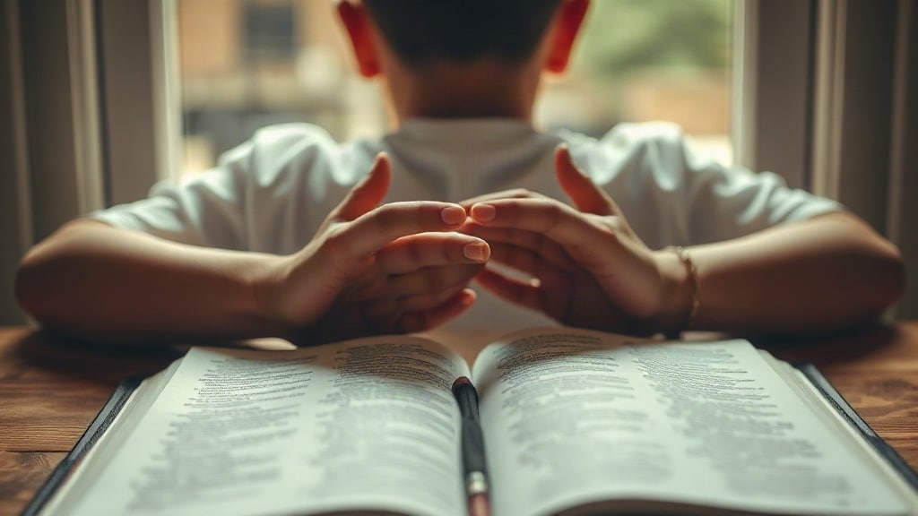 Manos en oración junto a la Biblia, reflexión sobre el diezmo