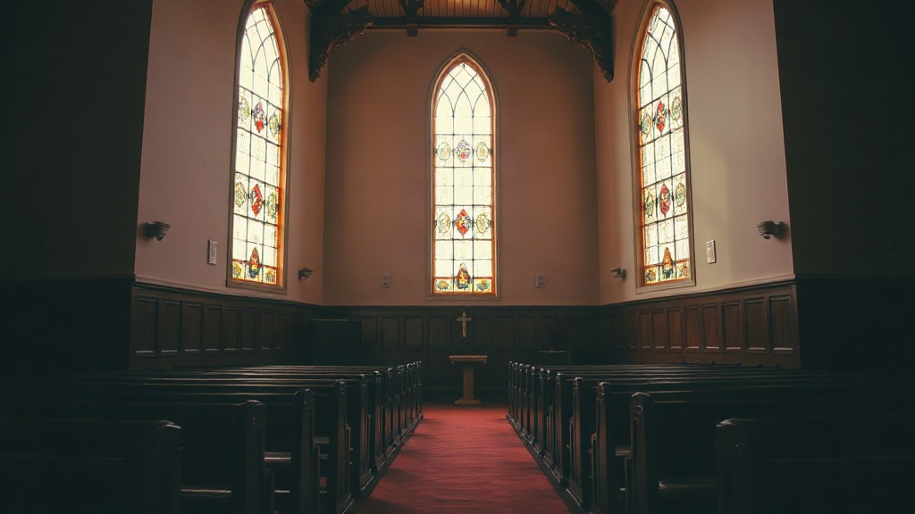 Interior de un templo con luz de ventanal, matrimonio y fe
