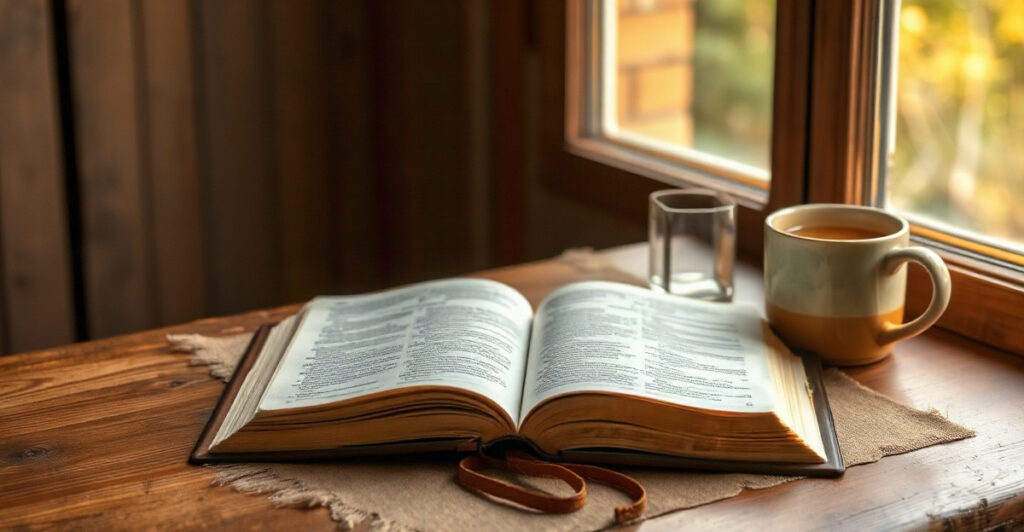 Biblia abierta con una taza, temas para predicar sobre la familia