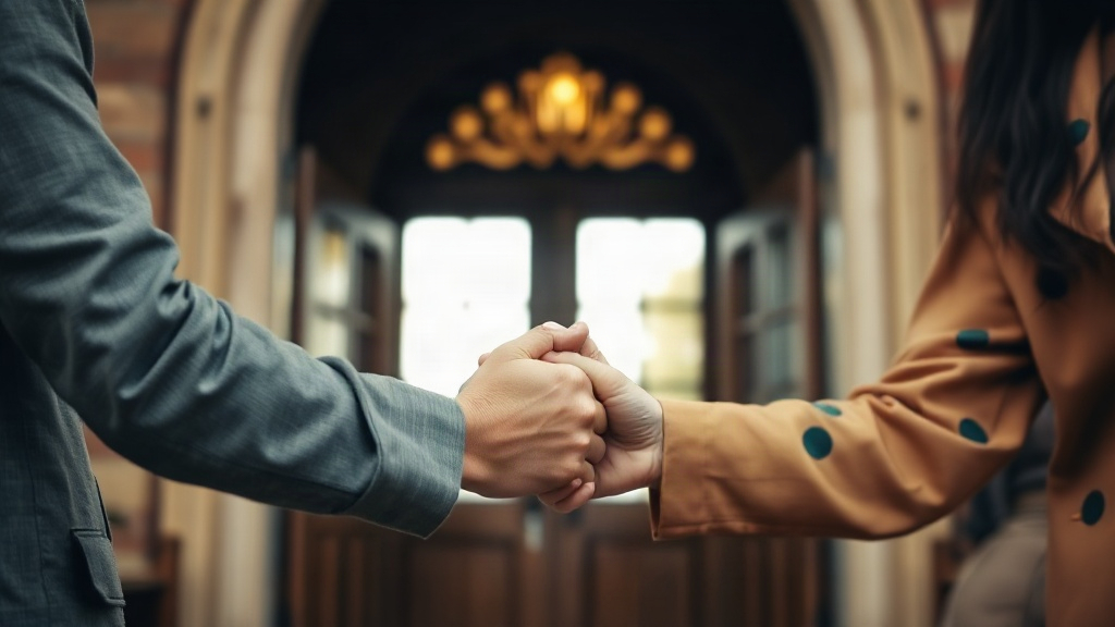 Saludo cálido en la entrada, bienvenida cristiana a la iglesia