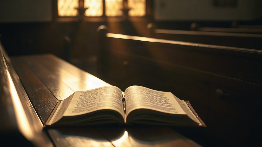 Biblia abierta en la banca, salmos para la bienvenida a la iglesia